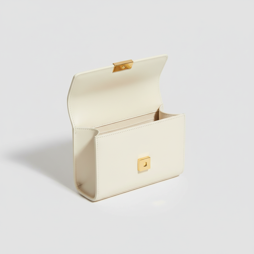 Luna Flap Mini Bag in Ivory - Open Interior View