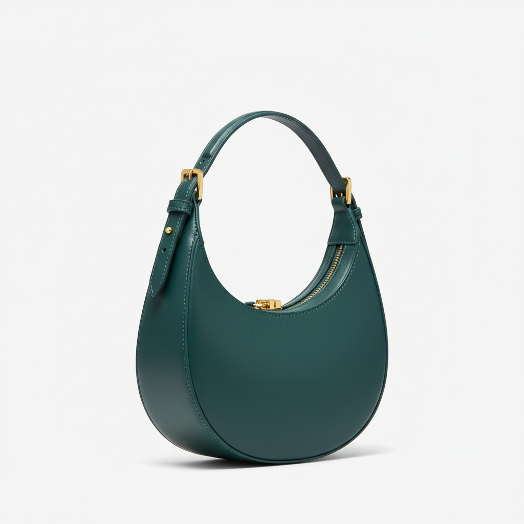Le Gina Mini Crescent — Petrol Green Front Angle View