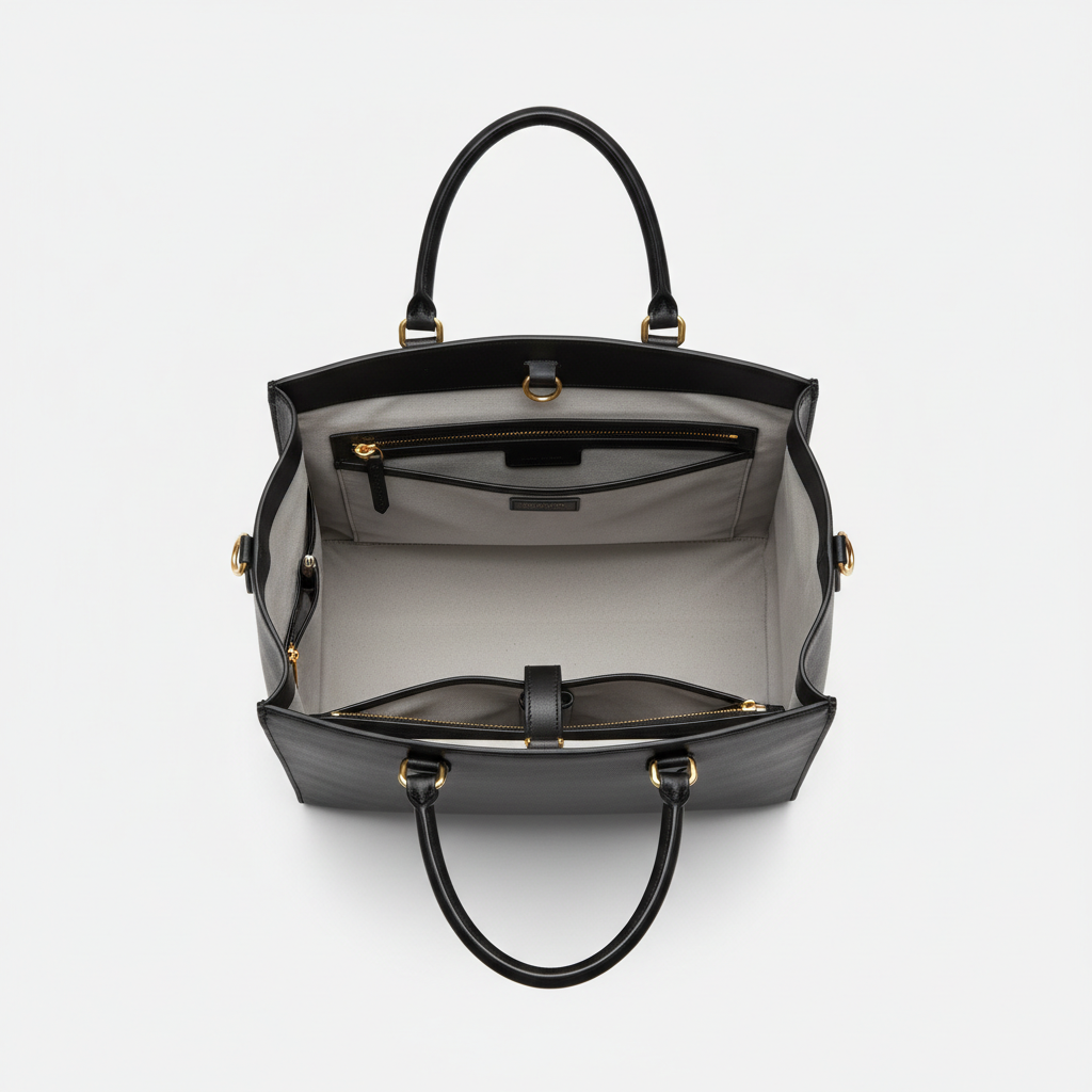 Stella Laptop Tote - Black - Open Interior View