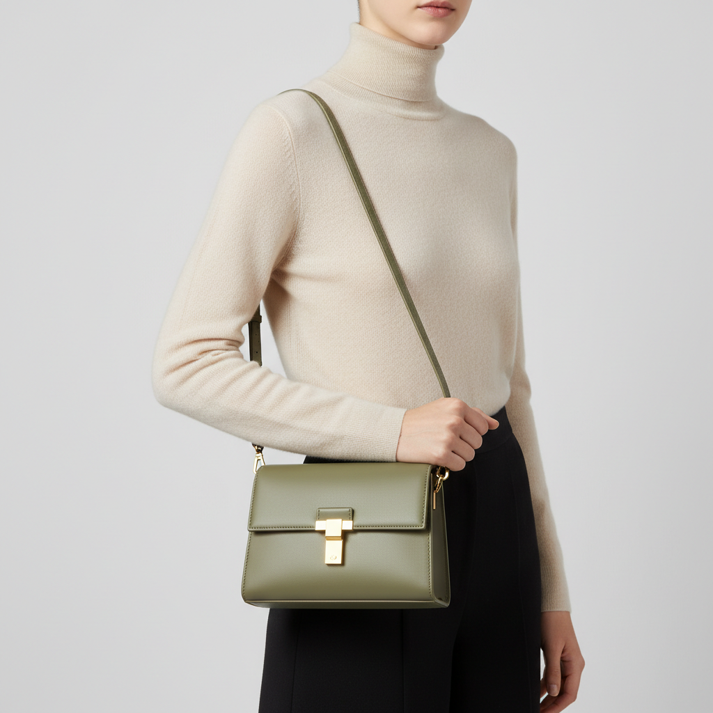 Le Nova Compact Crossbody – Olive Green – Model Shot