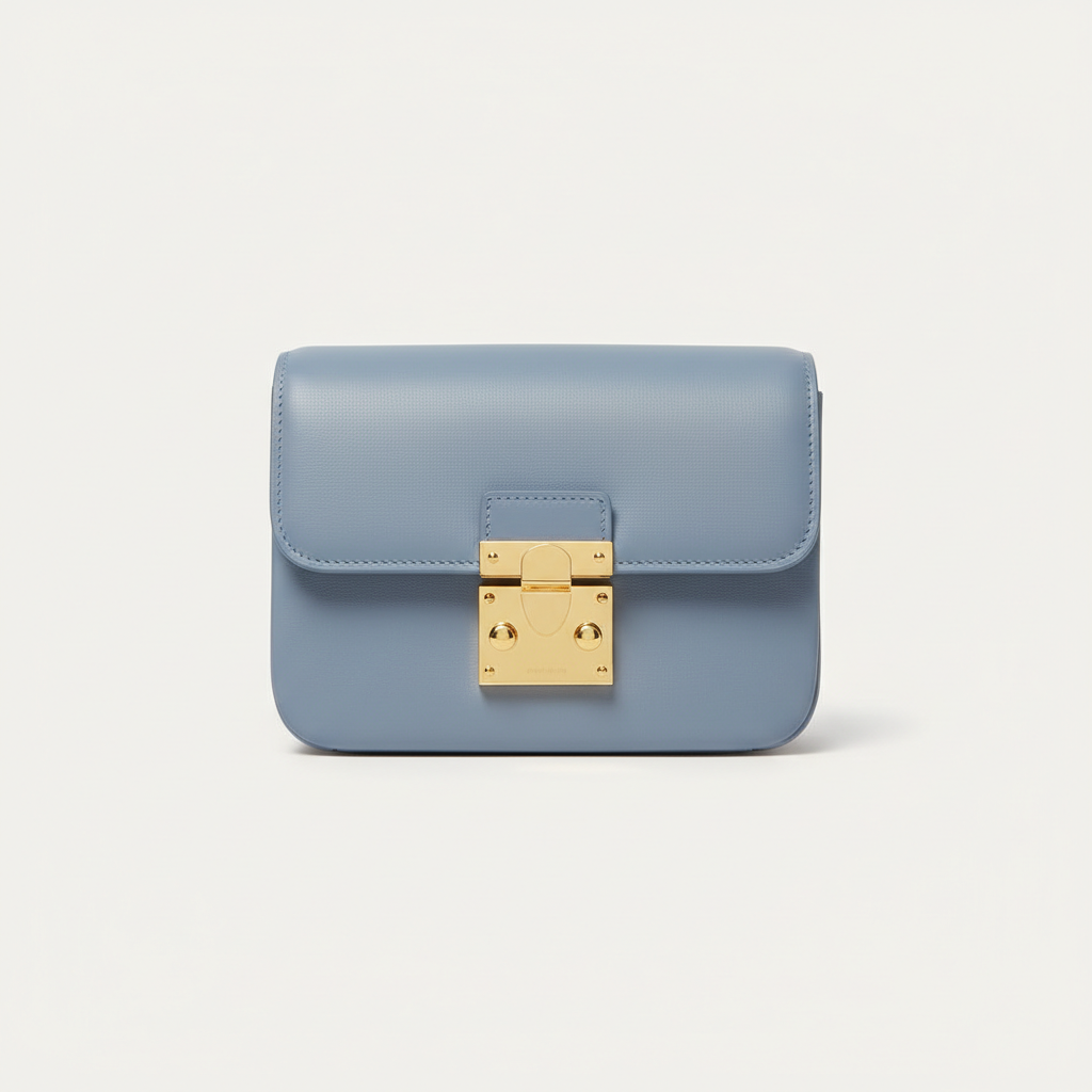 Luna Flap Mini Bag in Powder Blue - Hero Front View