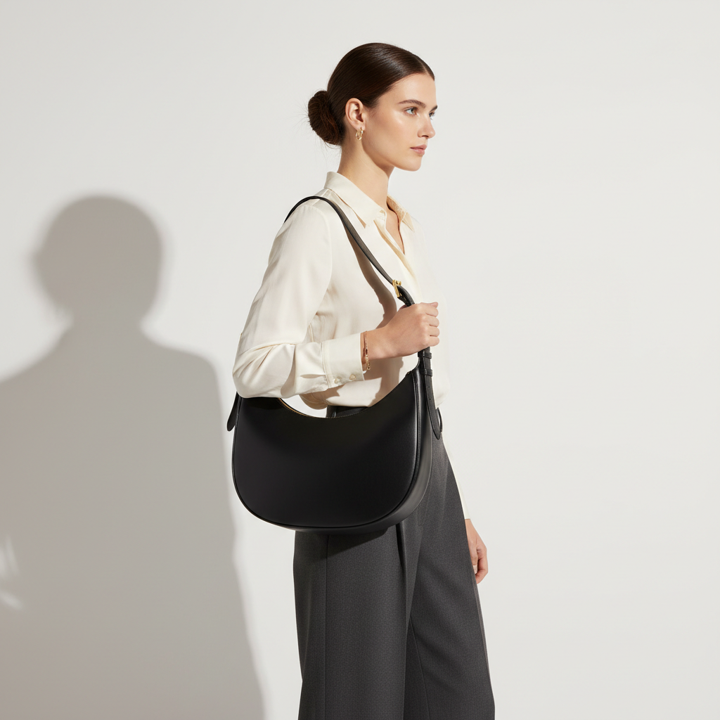 Le Gina Saddle Hobo — Black Female Model