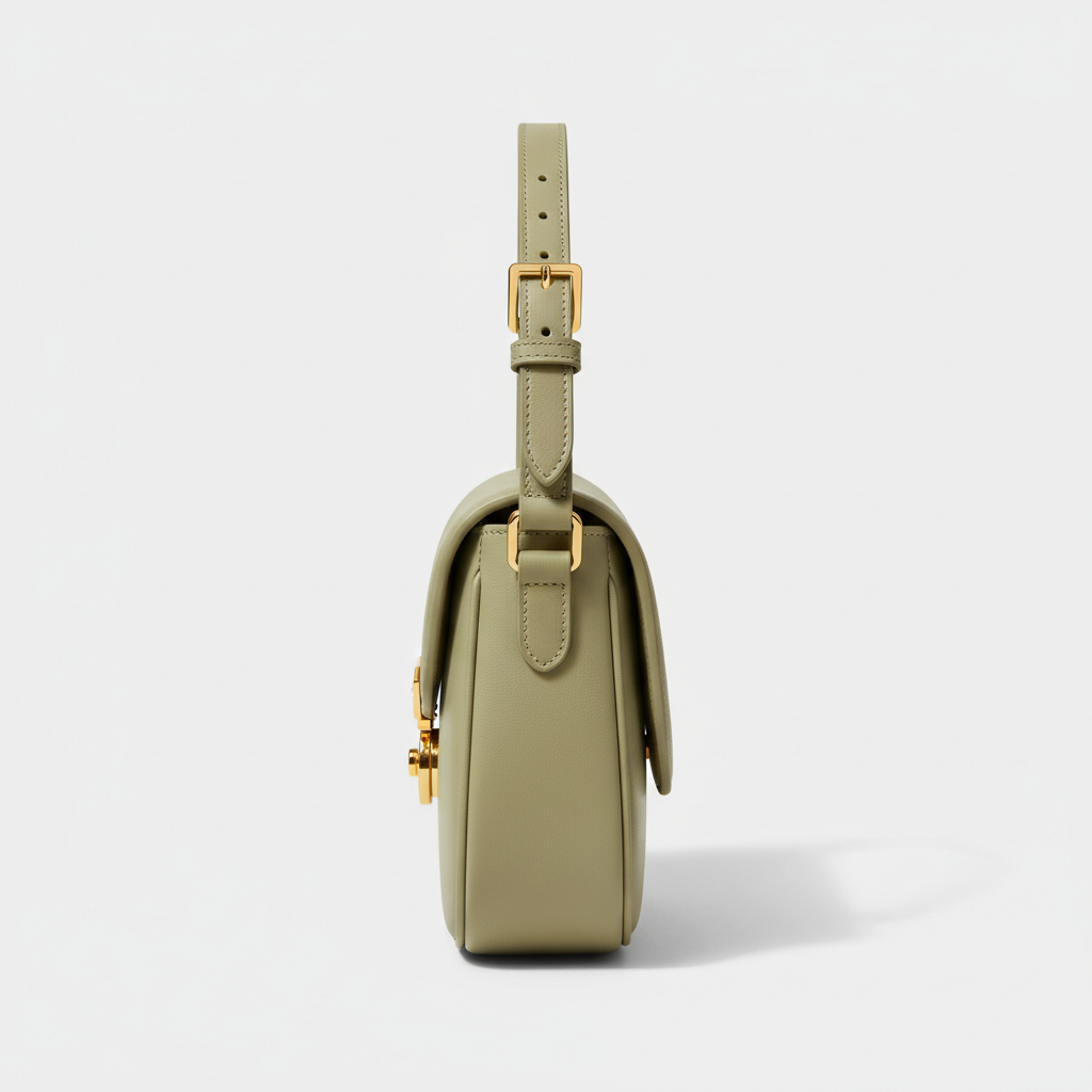 Le Nova Saddle Bag – Almond Green – Side Profile View