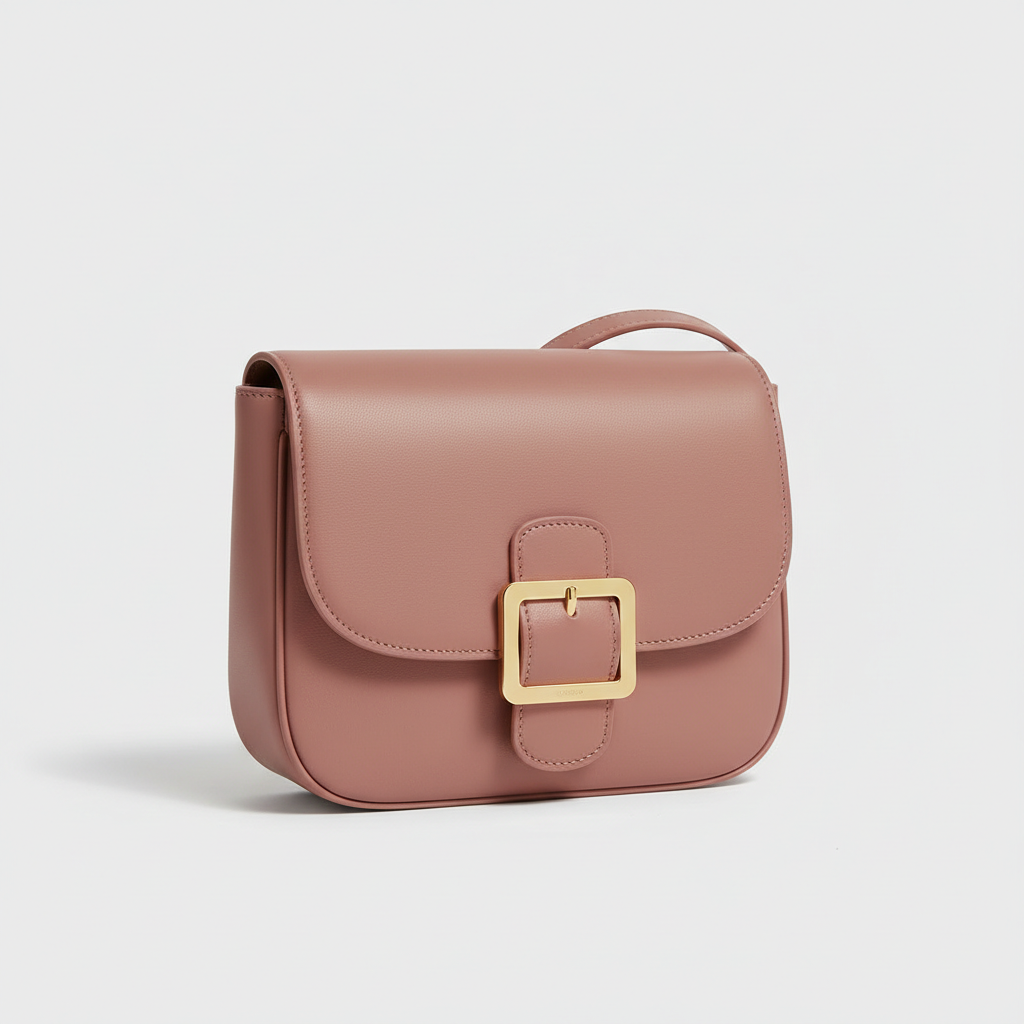 Stella Saddle Shoulder Bag in Dusty Rose – Front Angle View