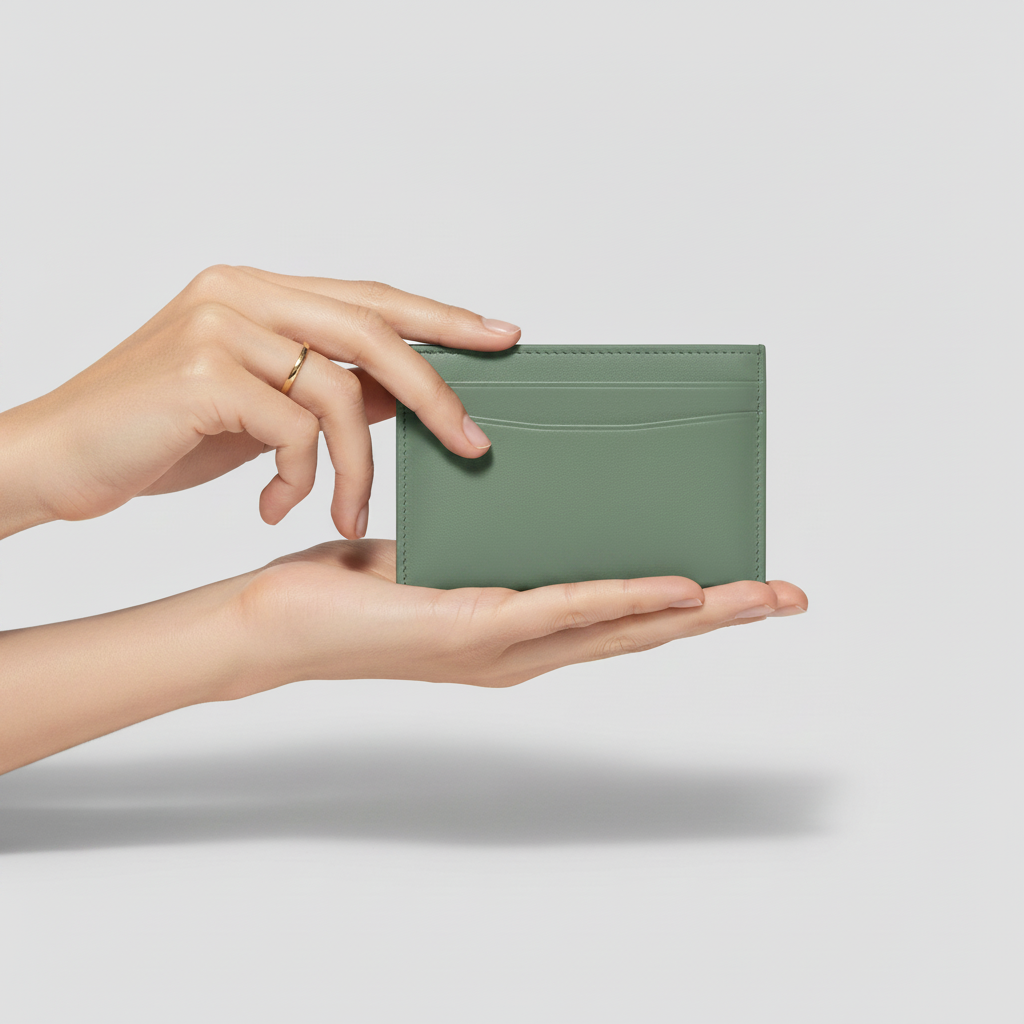 Stella Card Holder Sage Green — Model Shot