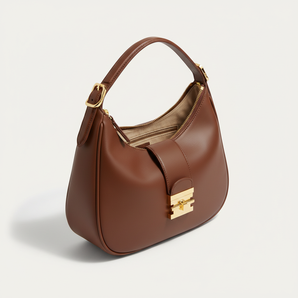 Le Gina Saddle Hobo — Chocolate Brown Open Interior View
