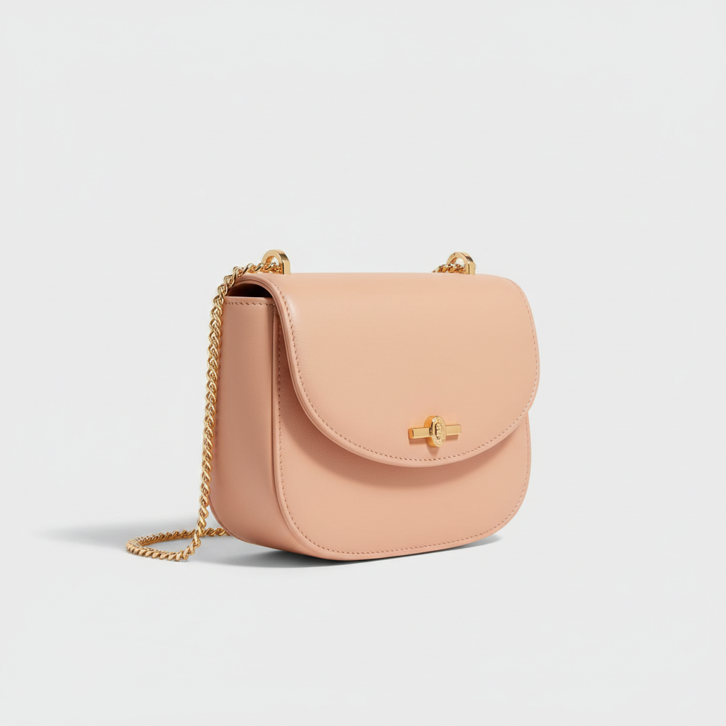 Aurora Mini Shoulder Bag in Soft Peach – Front Angle View