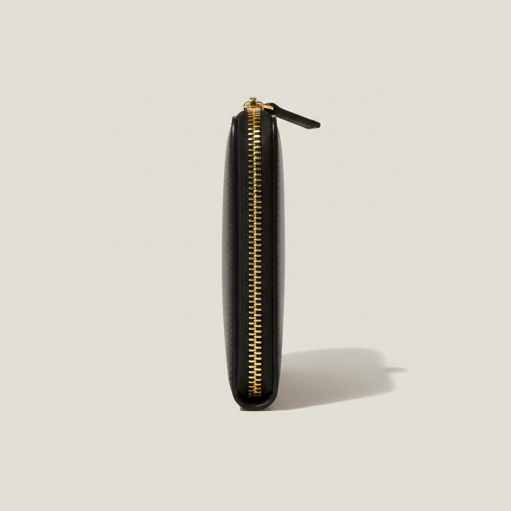 Amelia Zip Wallet Black — Side Profile View