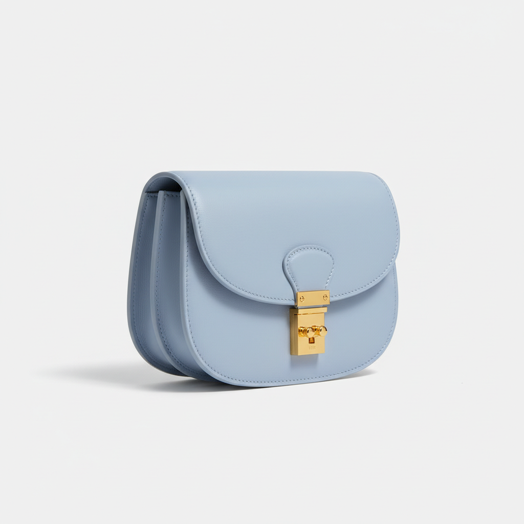 Le Nova Saddle Bag – Powder Blue – Front Angle View