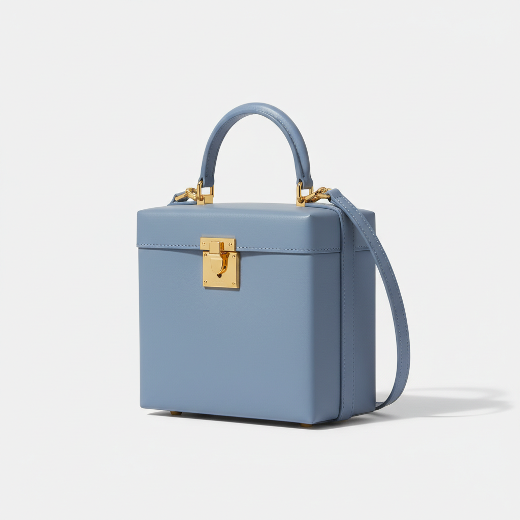 Stella Box Mini Bag in Powder Blue - Front Angle View