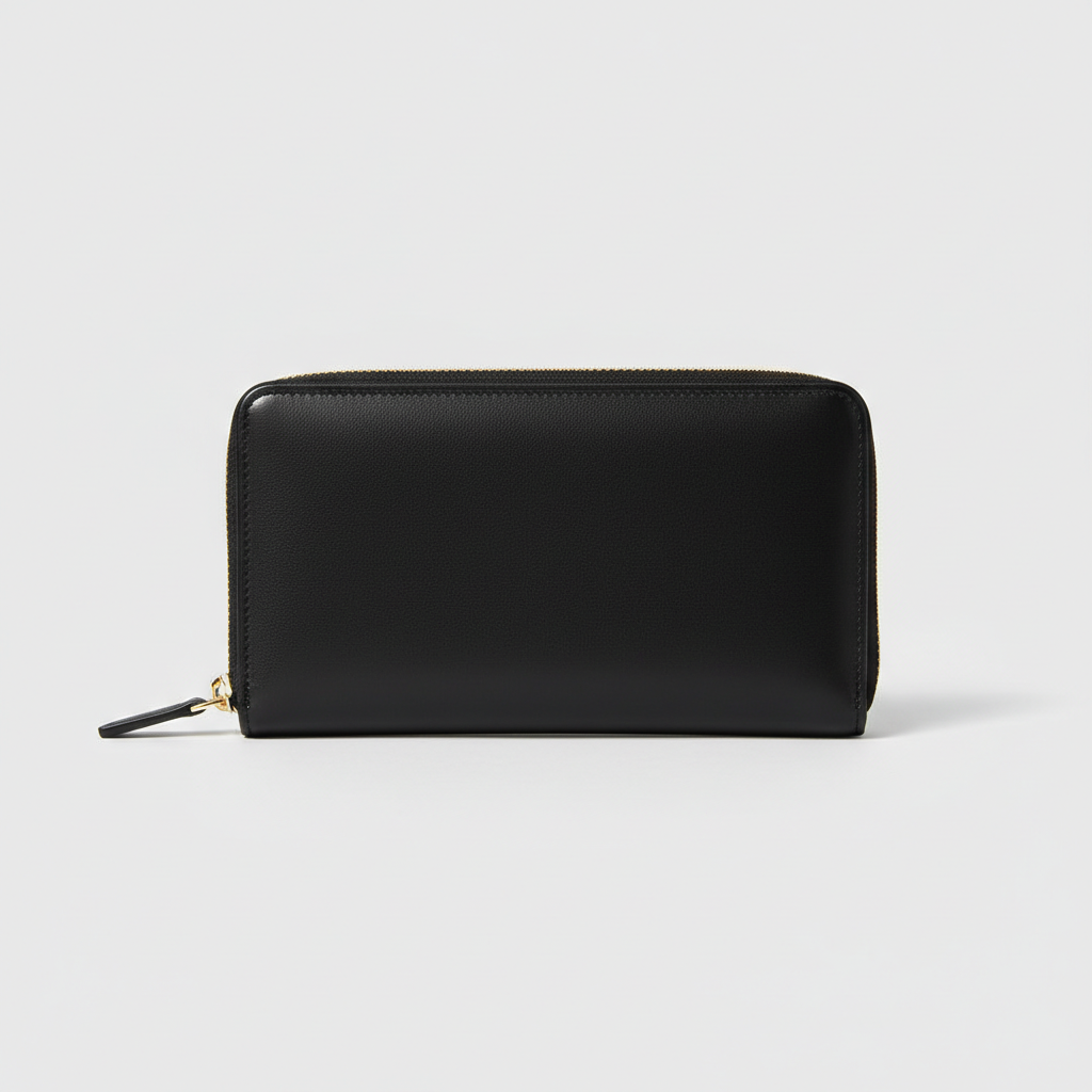 Amelia Zip Wallet Black — Hero Front View