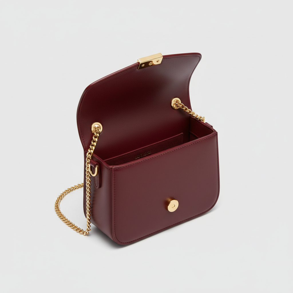 Le Nova Compact Crossbody – Burgundy – Open Interior View
