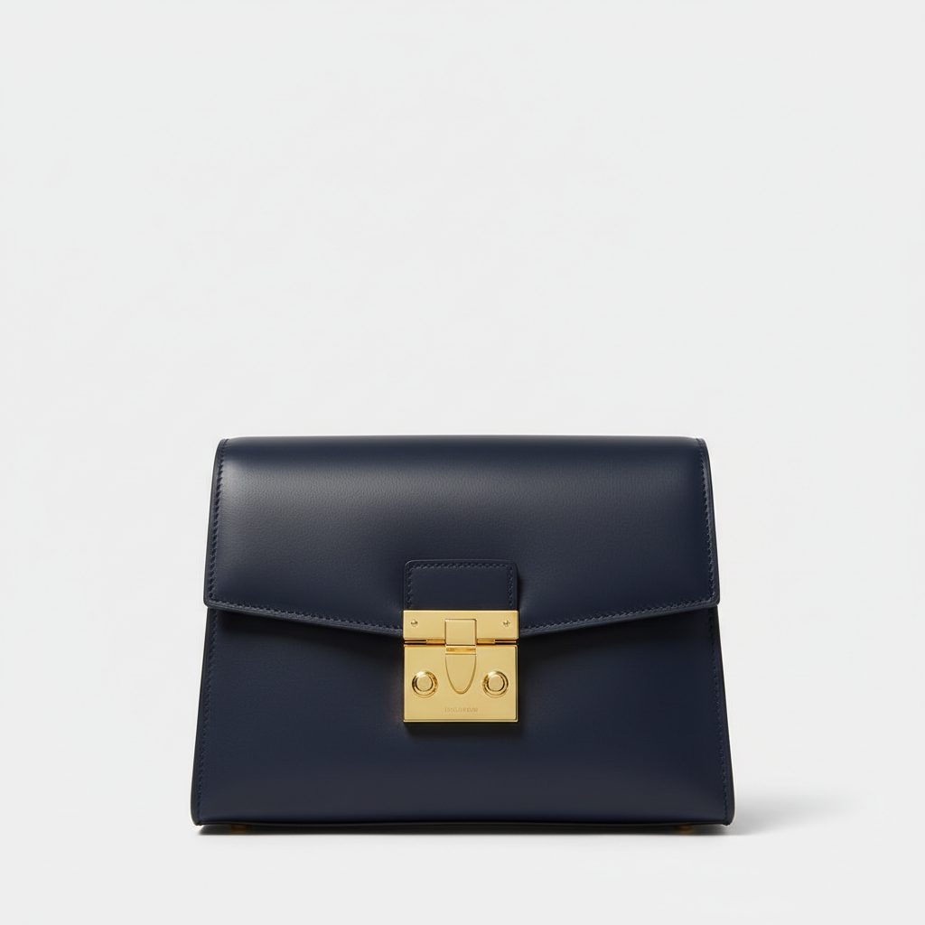 Elara Flap Shoulder Bag in Navy Blue - Hero Front View