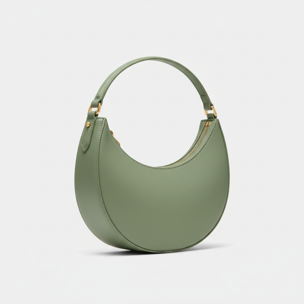 Aria Crescent Mini Bag in Sage Green - Front Angle View
