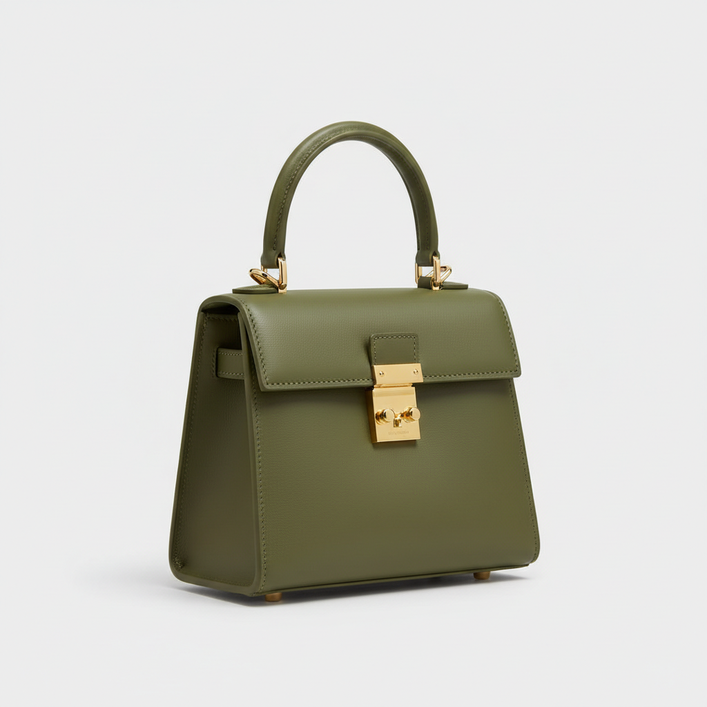 Celeste Top Handle Mini Bag in Olive Green - Front Angle View