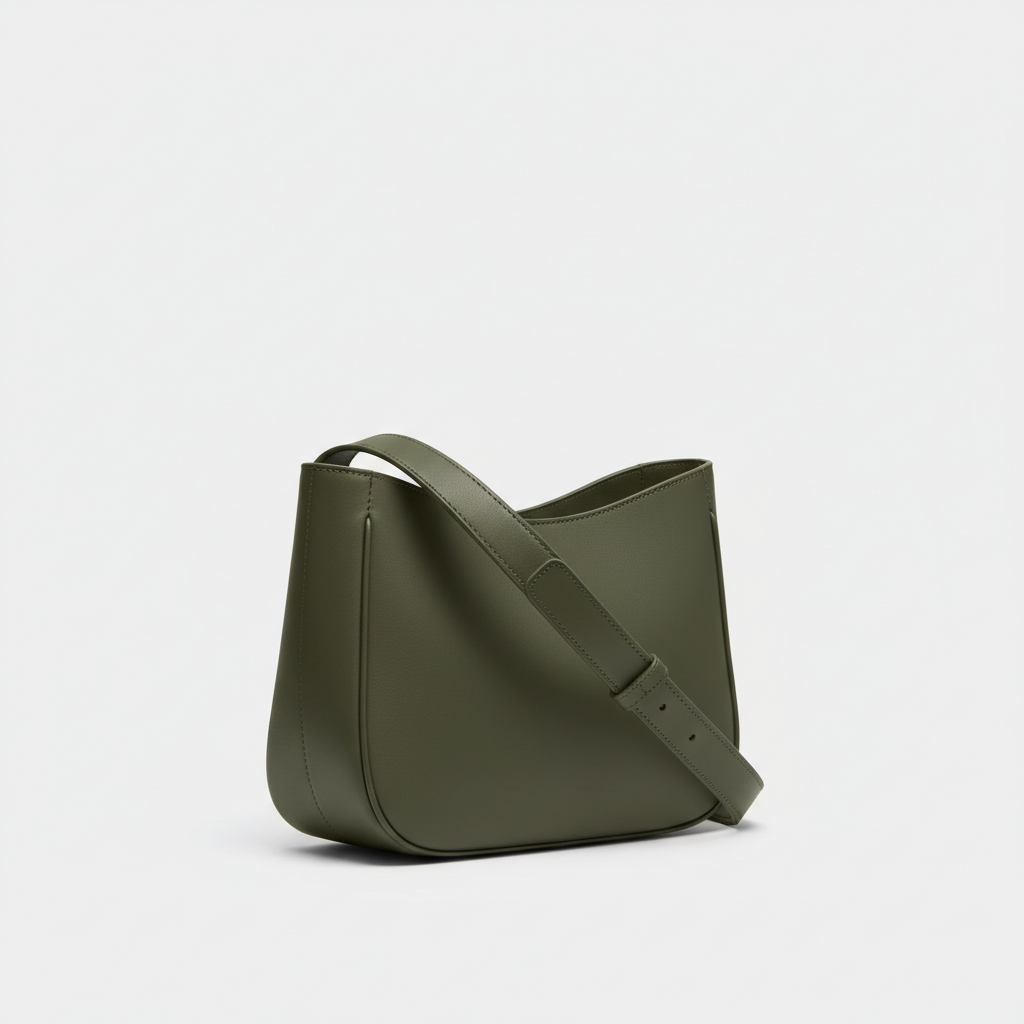 Nova Everyday Shoulder Bag in Olive Green - Front Angle View