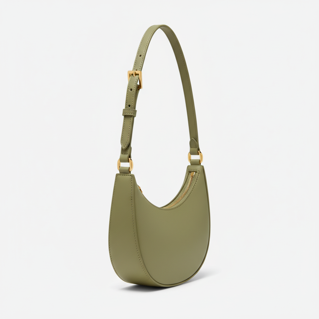 Le Gina Mini Crescent — Almond Green Side Profile View