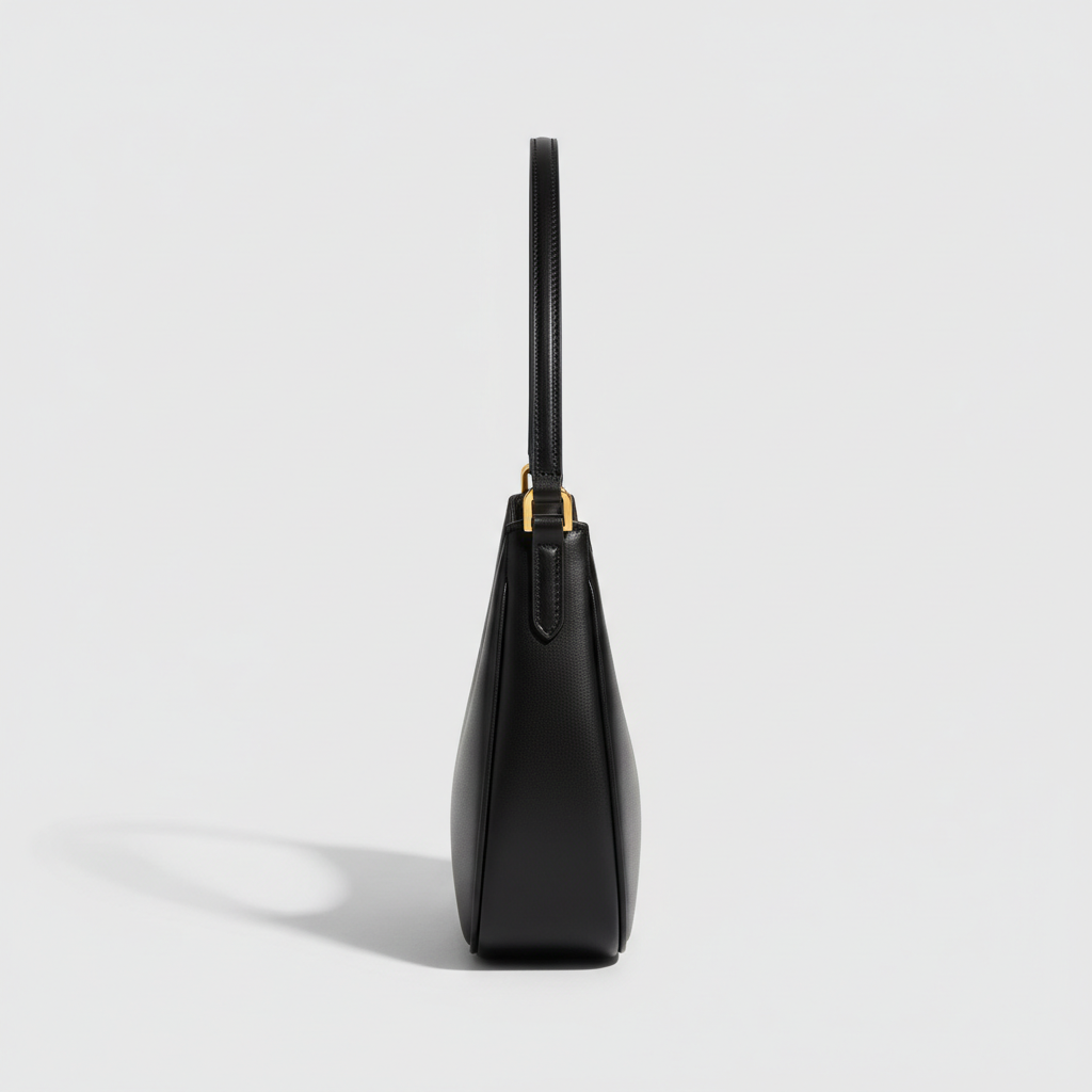 Aria Crescent Mini Bag in Black - Side Profile View