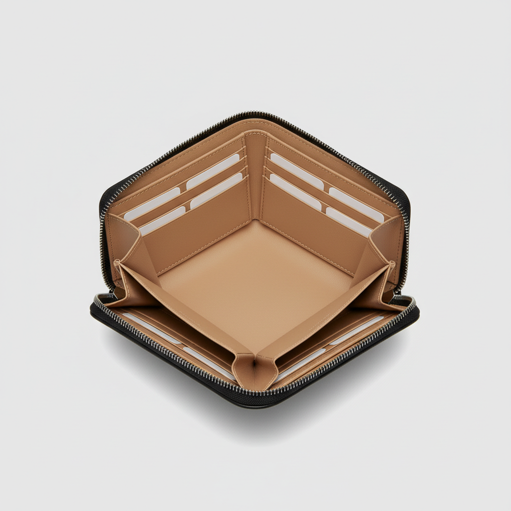 Black Continental Wallet — Open Interior View