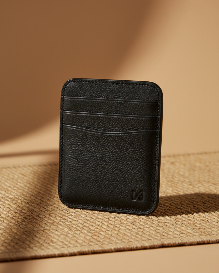 Black Leather Card Holder – Premium Product Photography