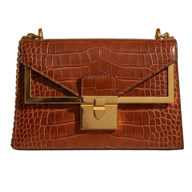 Cognac Crocodile Shoulder Bag