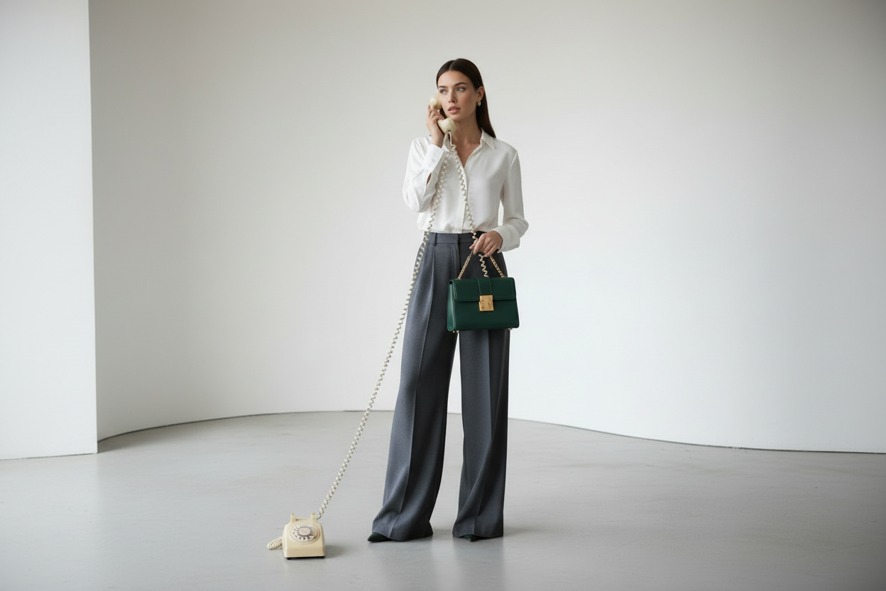 Fashion Editorial Banner – Forest Green Handbag