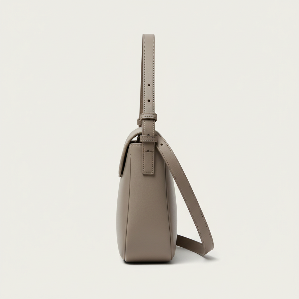 Nova Everyday Shoulder Bag in Stone Grey - Side Profile View