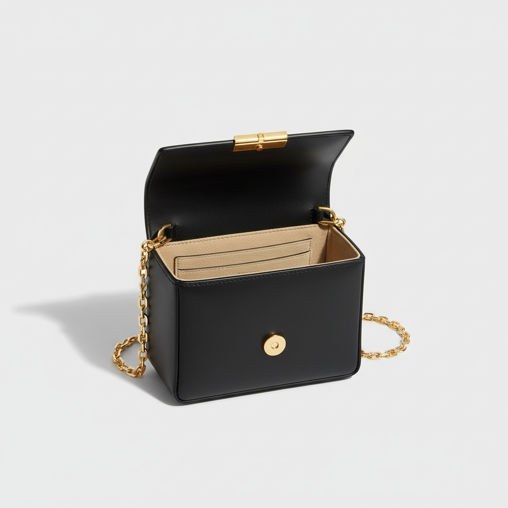 Le Nova Compact Crossbody – Black – Open Interior View