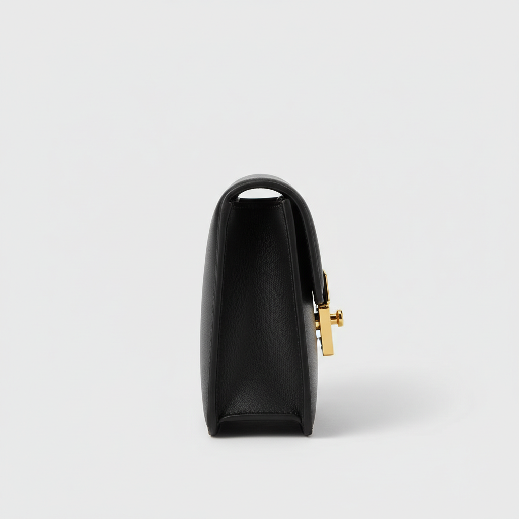 Luna Flap Mini Bag in Black - Side Profile View