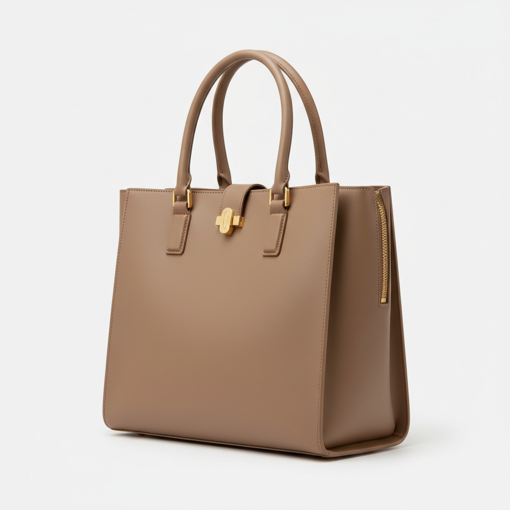 Amelia Office Tote - Taupe - Front Angle View