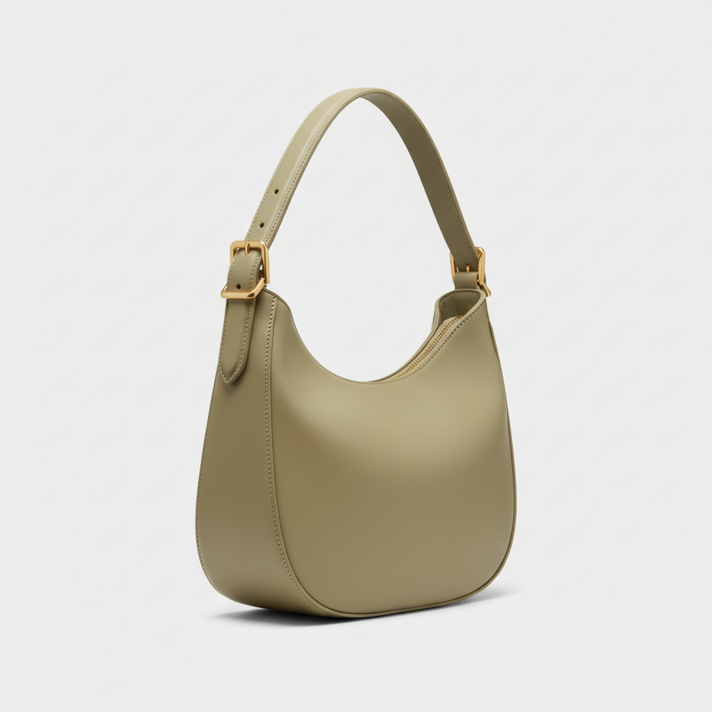 Le Gina Saddle Hobo — Almond Green Side Profile View