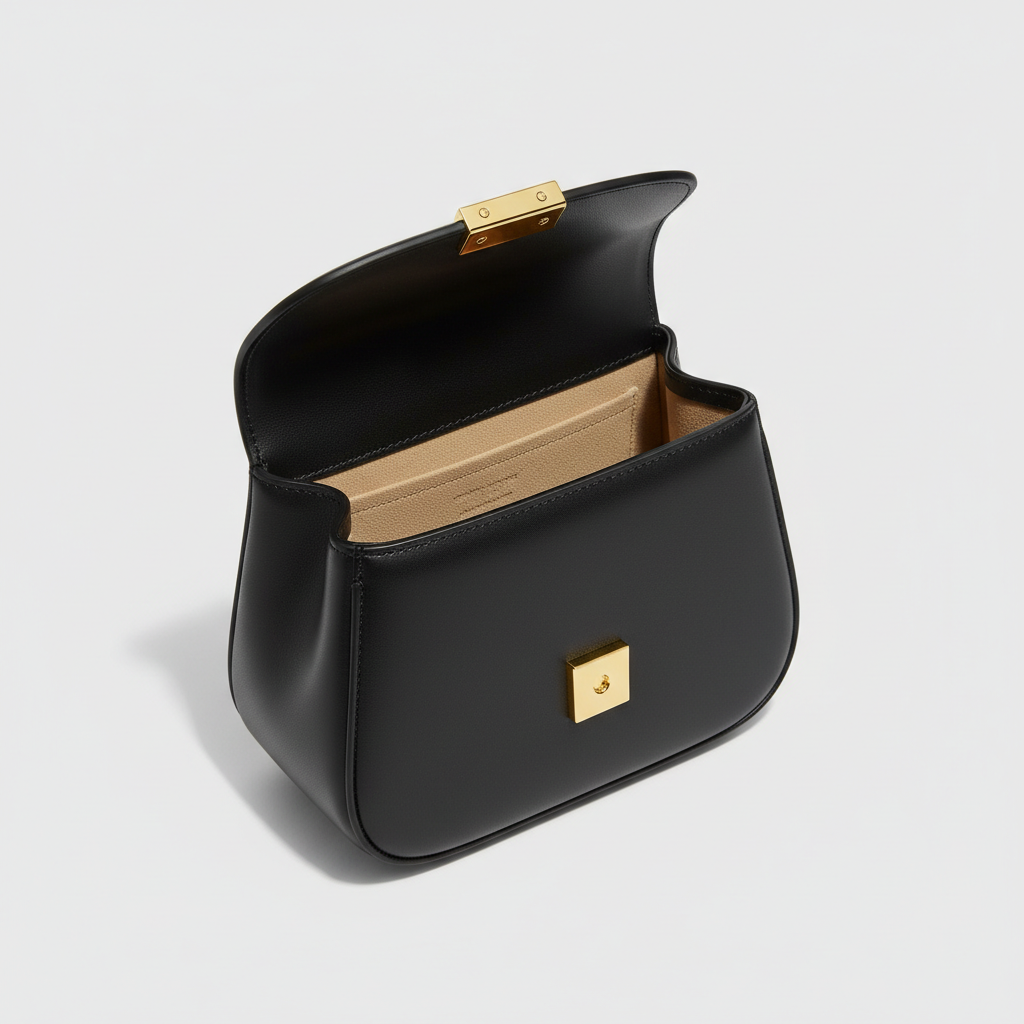 Le Nova Mini Satchel – Black – Open Interior View