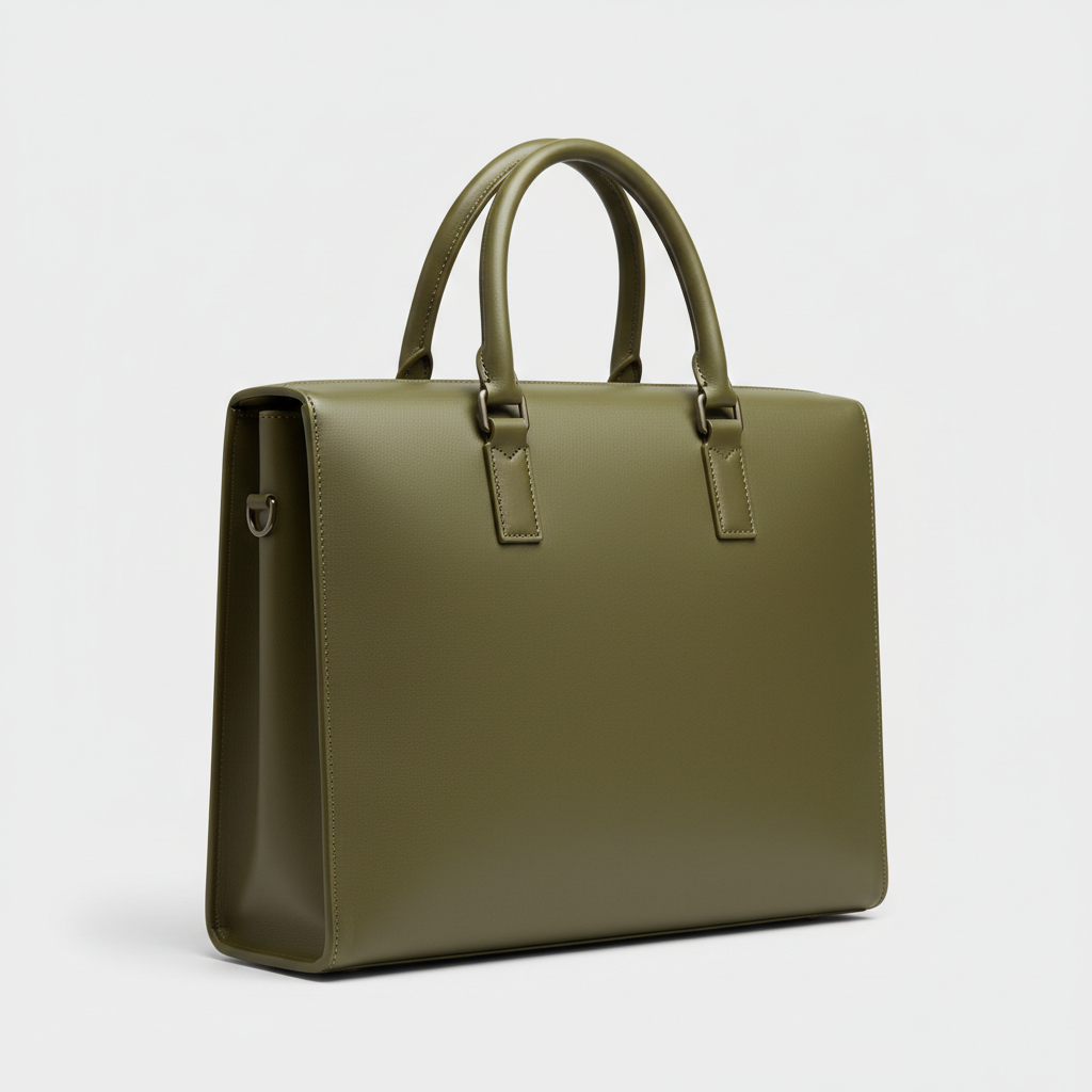 Atlas Executive Briefcase - Olive Green - Front Angle View