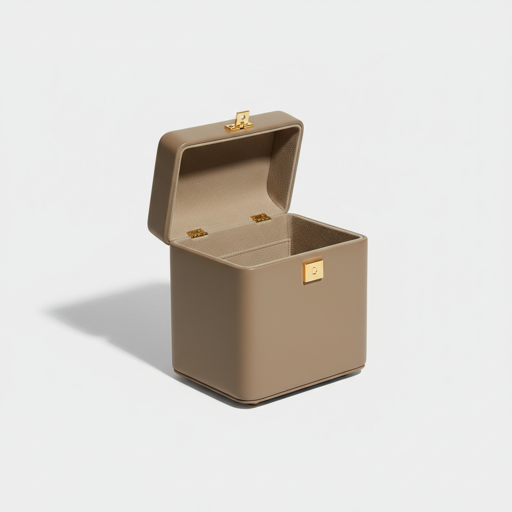 Stella Box Mini Bag in Taupe - Open Interior View