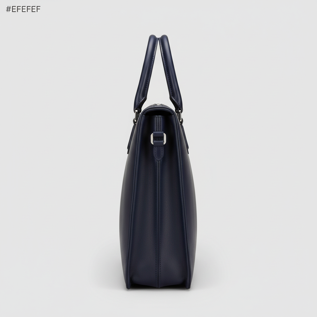 Atlas Executive Briefcase in Navy Blue — Side Profile View