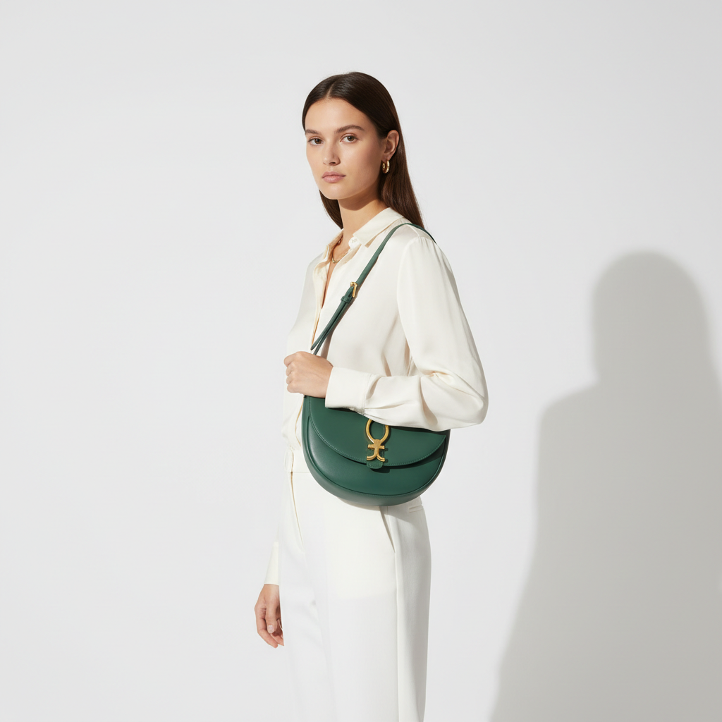 Le Gina Mini Crescent — Petrol Green Female Model