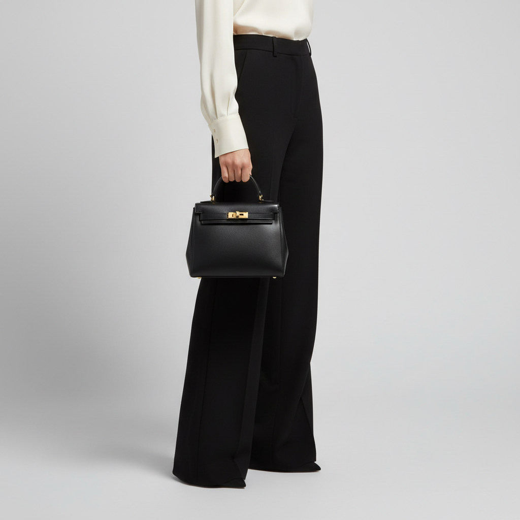 Celeste Top Handle Mini Bag in Black - Female Model Carrying Bag