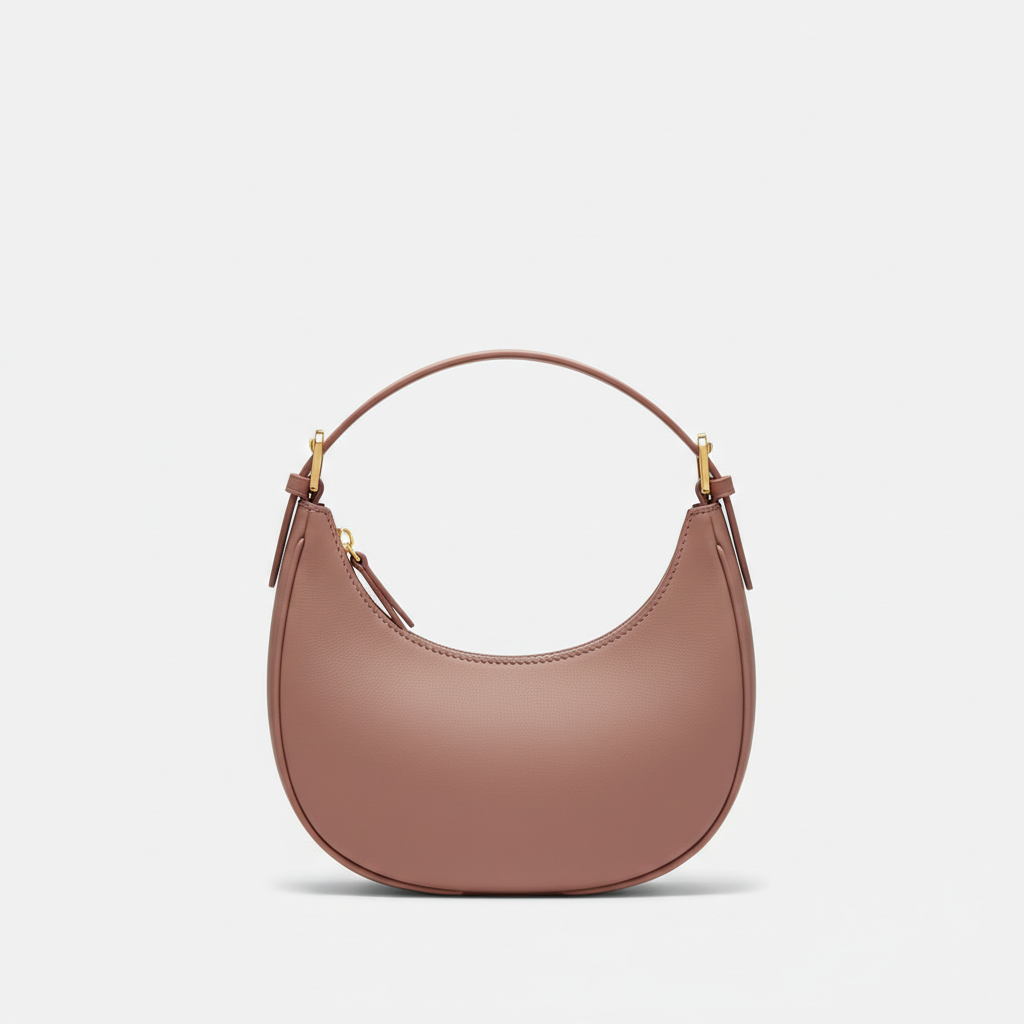 Aria Crescent Mini Bag in Dusty Rose - Side Profile View