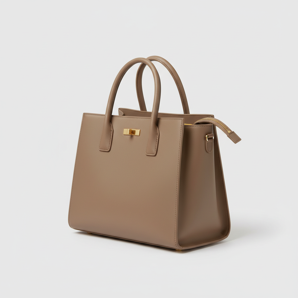 Emma Daily Work Bag - Taupe - Front Angle View