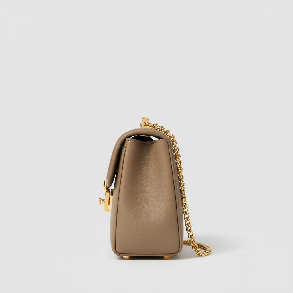 Stella Box Mini Bag in Taupe - Side Profile View
