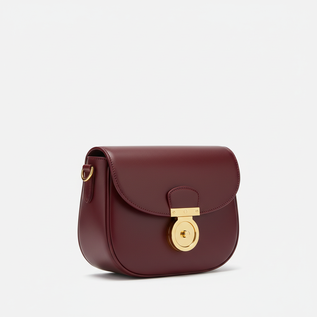 Le Nova Saddle Bag – Burgundy – Front Angle View