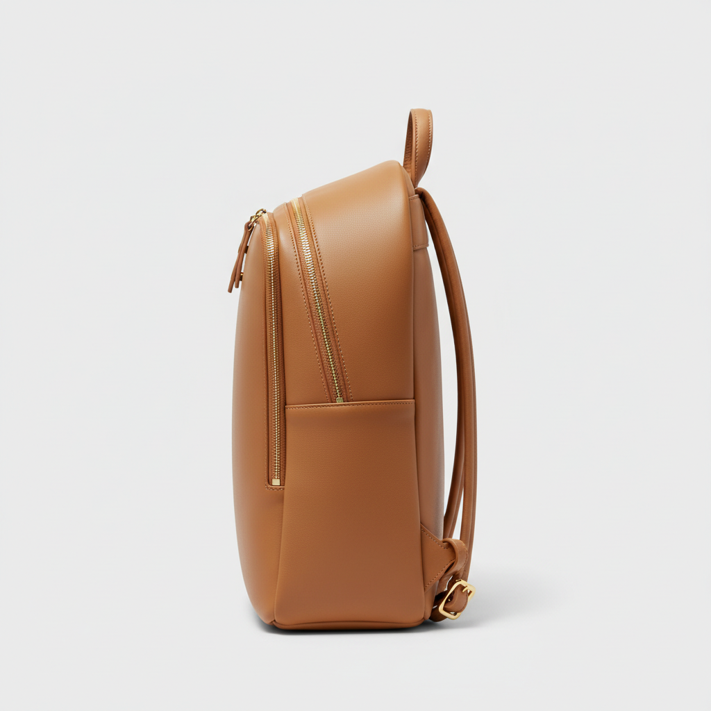 Sophia Work Backpack - Camel - Side Profile View