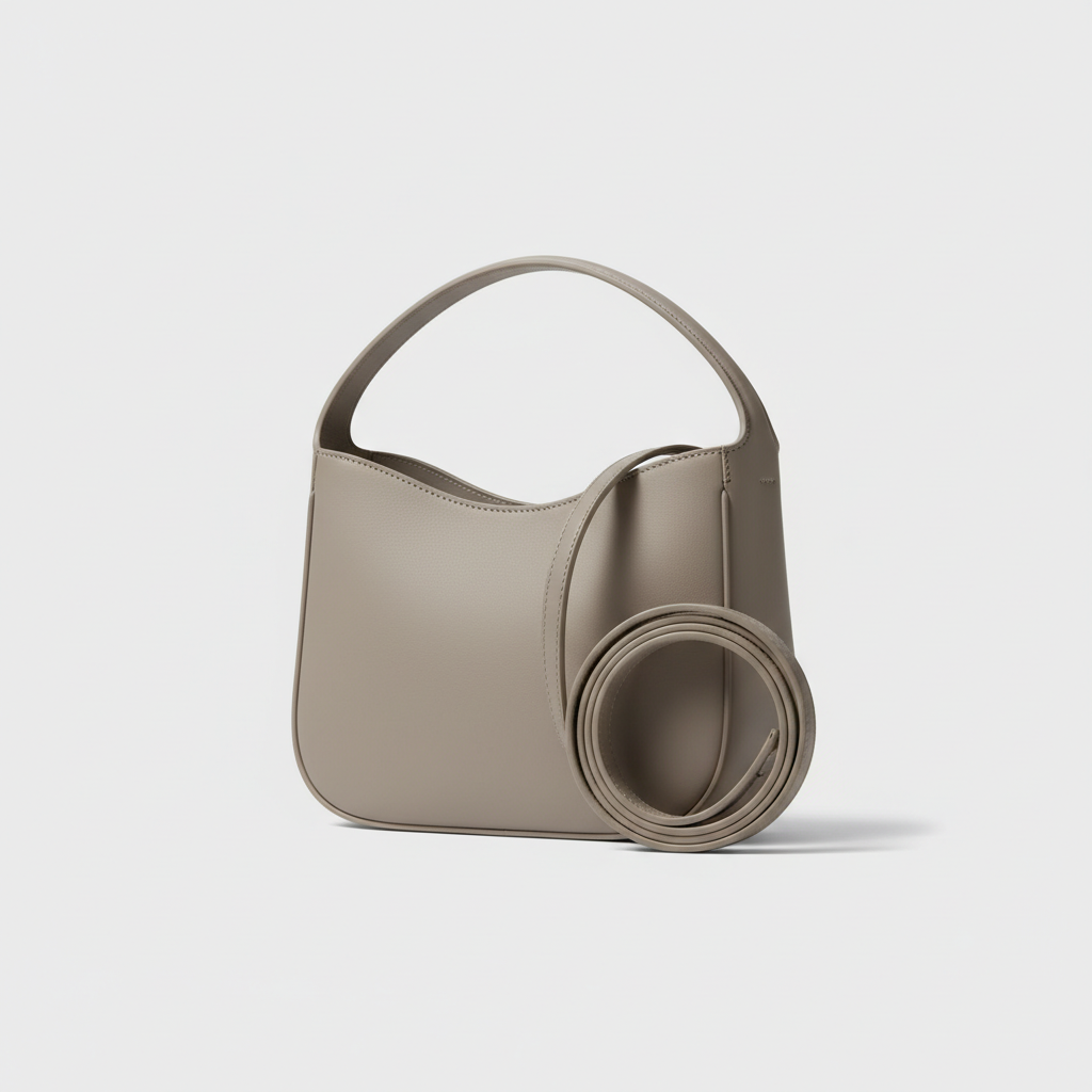 Nova Everyday Shoulder Bag in Stone Grey - Front Angle View