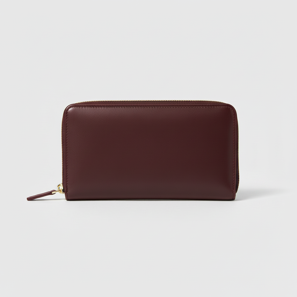 Amelia Zip Wallet Burgundy — Hero Front View