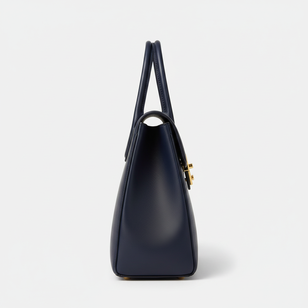 Victoria Executive Tote – Navy Blue – Side Profile View