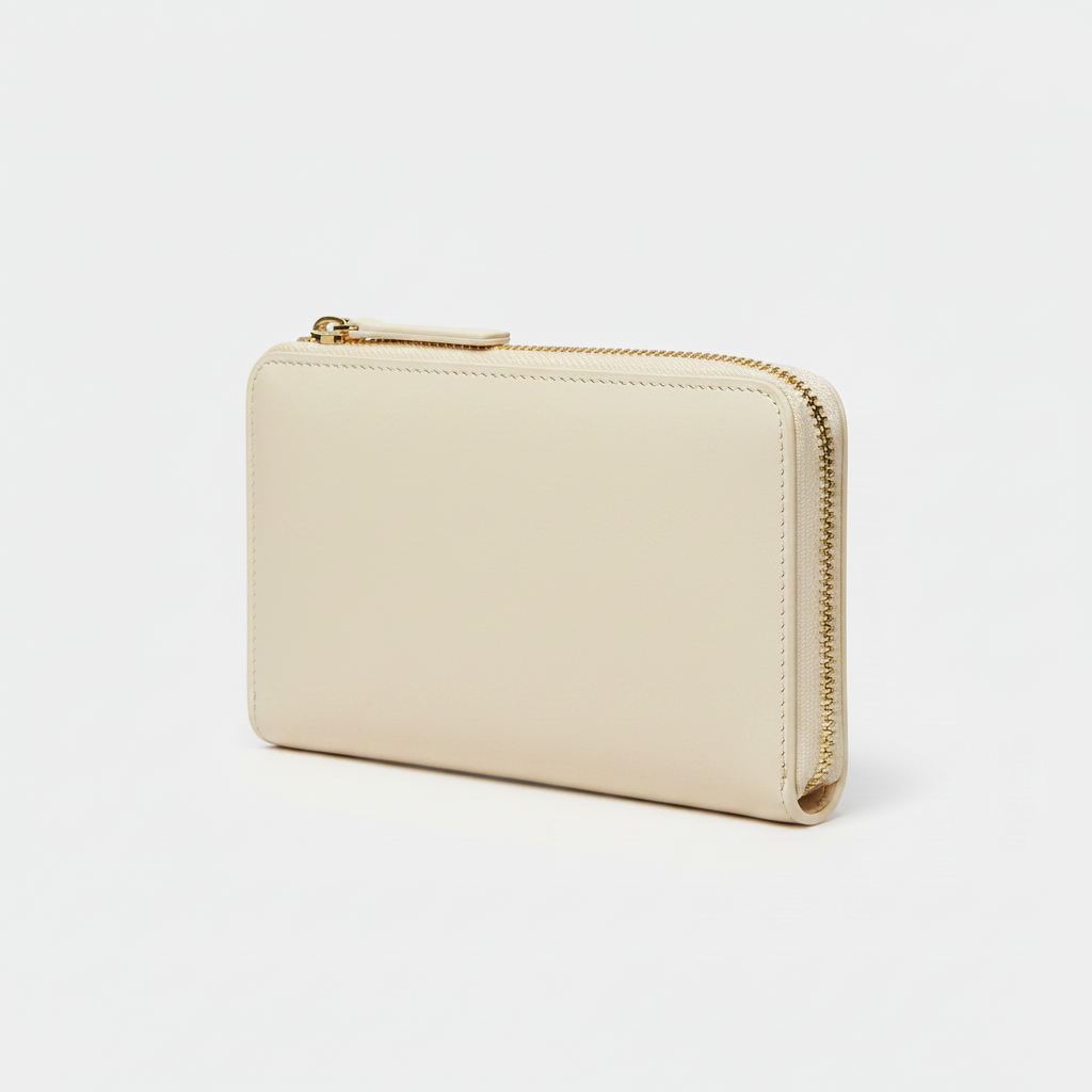 Amelia Zip Wallet Ivory — Front Angle View