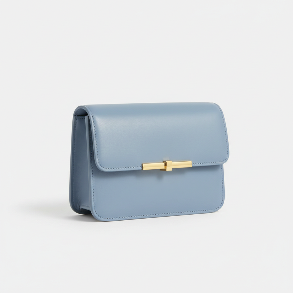 Luna Flap Mini Bag in Powder Blue - Front Angle View