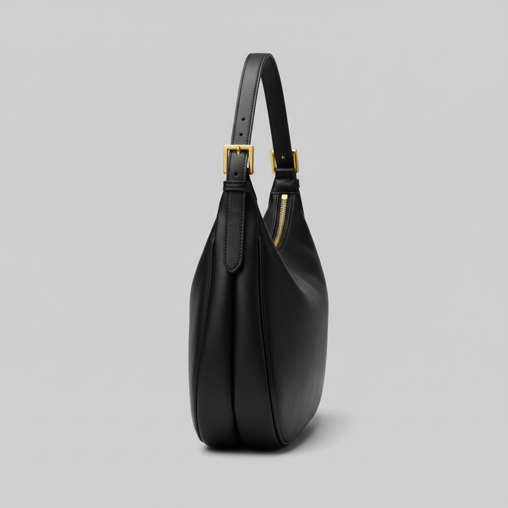 Le Gina Saddle Hobo — Black Side Profile View