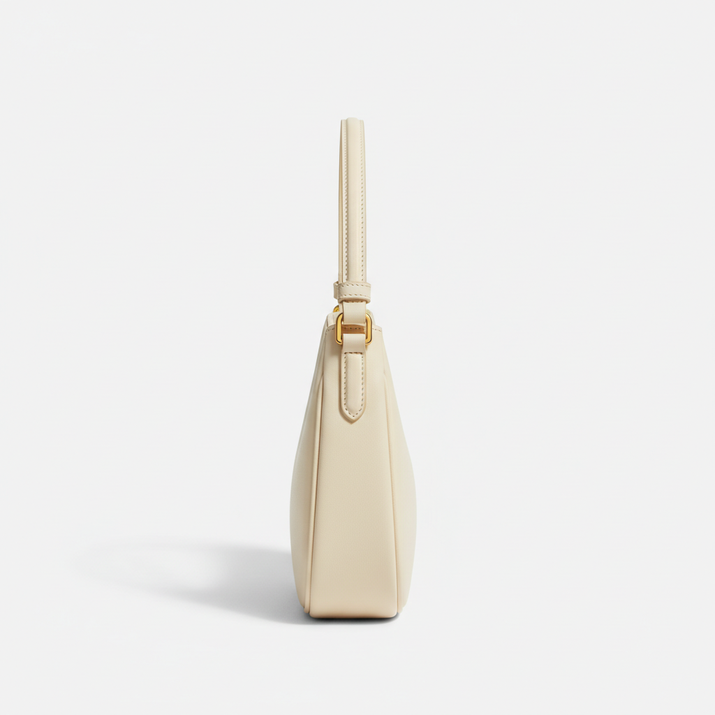 Aria Crescent Mini Bag in Cream - Side Profile View
