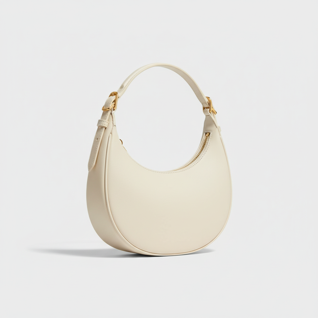 Aria Crescent Mini Bag in Cream - Front Angle View